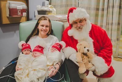 Santa Claus in SC with newborn triplets